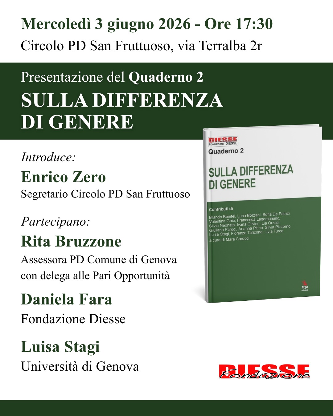 Presentazione del Quaderno "Sulla differenza di Genere"